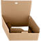 Opened brown cardboard packaging with handle hole.