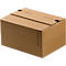 Brown cardboard box with dimensions printed in black.