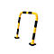 Yellow and black hoop on a white background. The hoop has a U-shape, with black and yellow stripes.