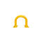 Yellow U-shaped protection barrier. Standing on rectangular plates that can be attached to the floor.