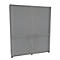 Grey cabinet with a corrugated front, two doors and two levels. Against a light background.
