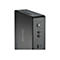 Mini-PC Shuttle noir. Le panneau avant comprend des ports, des boutons et le logo Shuttle.