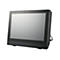Ein schwarzer All-in-One-Computer mit großem Bildschirm und Webcam, vor weißem Hintergrund.