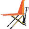 SHW Premium schaarhefwagen, handmatige hefaandrijving, draagvermogen tot 1000 kg, zwenkwielen en lastrollen, L 1650 x B 570 x H 1200 mm, staal, zwart-oranje