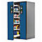 Sicherheitsschrank Typ 90 asecos V-MOVE-90, Vertikalauszüge mit Schließ-Automatik, Front Enzianblau, B 819 x T 860 x H 1966 mm