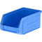 Blaue Sichtlagerbox aus Kunststoff von SSI Schäfer, Modell LF 211 ZW, vor weissem Hintergrund.