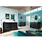 Sideboard, mit 4 Schubladen und 1 Tür, Glasfront- und auflage, B 1340 x T 420 x H 1020 mm, schwarz