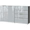 Sideboard, mit 4 Schubladen und 2 Türen, Glasfront- und auflage, B 1840 x T 420 x H 1020 mm, graphit/silbergrau