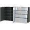 Sideboard, mit 4 Schubladen und 2 Türen, Glasfront- und auflage, B 1840 x T 420 x H 1020 mm, graphit/silbergrau