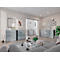 Sideboard, mit 4 Schubladen und 2 Türen, Glasfront- und auflage, B 1840 x T 420 x H 1020 mm, graphit/silbergrau