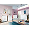Sideboard, mit 4 Schubladen und 2 Türen, Glasfront- und auflage, B 1840 x T 420 x H 1020 mm, Navarra-Eiche/weiß