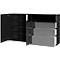 Sideboard, mit 4 Schubladen und 2 Türen, Glasfront- und auflage, B 1840 x T 420 x H 1020 mm, schwarz