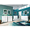 Sideboard, mit 4 Schubladen und 2 Türen, Glasfront- und auflage, B 1840 x T 420 x H 1020 mm, weiß
