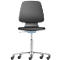 Siège d'atelier pivotant Labsit, similicuir, roulettes, l. 450 x P 420 x H 450 - 650 mm, bleu