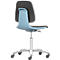 Siège d'atelier pivotant Labsit, similicuir, roulettes, l. 450 x P 420 x H 450 - 650 mm, bleu