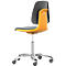 Siège d'atelier pivotant Labsit, similicuir, roulettes, l. 450 x P 420 x H 450 - 650 mm, orange