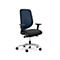 Siège de bureau 353 Giroflex, avec accoudoirs, mécanisme synchrone automatique, assise galbée, bleu/noir/alu blanc
