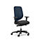 Siège de bureau 353 Giroflex, avec accoudoirs, mécanisme synchrone automatique, assise galbée, dossier 3D en filet, bleu/noir