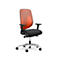 Siège de bureau 353 Giroflex, avec accoudoirs, mécanisme synchrone automatique, assise galbée, dossier 3D en filet, orange/noir/alu blanc