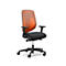 Siège de bureau 353 Giroflex, avec accoudoirs, mécanisme synchrone automatique, assise galbée, dossier 3D en filet, orange/noir