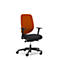 Siège de bureau 353 Giroflex, avec accoudoirs, mécanisme synchrone automatique, assise galbée, orange/noir