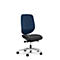 Siège de bureau 353 Giroflex, sans accoudoirs, mécanisme synchrone automatique, assise galbée, bleu/noir/alu blanc