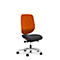 Siège de bureau 353 Giroflex, sans accoudoirs, mécanisme synchrone automatique, assise galbée, orange/noir/alu blanc