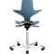 Siège de bureau HAG Capisco Puls 8010 Blue, siège selle, vérin à gaz 200 mm, hauteur d'assise réglable, piétement aluminium