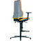 Siège de bureau NEON bimos, mécanisme synchrone, modèle de base sans rembourrage, patins + anneau repose-pieds, bande flex orange