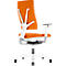 Siège de bureau Nowystyl 4ME, mécanisme synchrone, hauteur dossier réglable, sans accoudoirs, blanc/orange