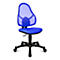Siège de bureau pivotant pour enfants Open Art Junior, sans accoudoirs, assise galbée, dossier en filet, bleu/noir
