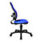 Siège de bureau pivotant pour enfants Open Art Junior, sans accoudoirs, assise galbée, dossier en filet, bleu/noir