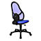 Siège de bureau pivotant pour enfants Open Art Junior, sans accoudoirs, assise galbée, dossier en filet, bleu/noir