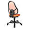 Siège de bureau pivotant pour enfants Open Art Junior, sans accoudoirs, assise galbée, dossier en filet, orange/noir