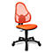 Siège de bureau pivotant pour enfants Open Art Junior, sans accoudoirs, assise galbée, dossier en filet, orange/noir