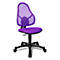 Siège de bureau pivotant pour enfants Open Art Junior, sans accoudoirs, assise galbée, dossier en filet, violet/noir