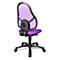 Siège de bureau pivotant pour enfants Open Art Junior, sans accoudoirs, assise galbée, dossier en filet, violet/noir