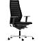 Siège de bureau R12, avec accoudoirs, armature en aluminium poli, noir