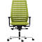 Siège de bureau R12, avec accoudoirs, armature en aluminium poli, vert