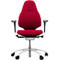 Siège de bureau RH Mereo 220, avec accoudoirs, mécanisme synchrone, assise plate, soutien lombaire, rouge/argenté