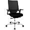 Siège de bureau T300 Topstar, mécanisme synchrone, avec accoudoirs, dossier en filet avec soutien lombaire, assise galbée, noir/noir