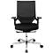 Siège de bureau T300 Topstar, mécanisme synchrone, avec accoudoirs, dossier en filet avec soutien lombaire, assise galbée, noir/noir