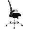 Siège de bureau T300 Topstar, mécanisme synchrone, avec accoudoirs, dossier en filet avec soutien lombaire, assise galbée, noir/noir