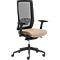 Siège de bureau WIKI, avec accoudoirs, dossier en maille, structure en plastique, beige