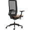 Siège de bureau WIKI, avec accoudoirs, dossier en maille, structure en plastique, beige