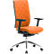 Siège de bureau WIKI, avec accoudoirs, dossier en tissu, structure en aluminium poli, orange