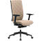 Siège de bureau WIKI, avec accoudoirs, dossier en tissu, structure en plastique, beige