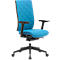Siège de bureau WIKI, avec accoudoirs, dossier en tissu, structure en plastique, bleu clair
