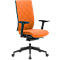 Siège de bureau WIKI, avec accoudoirs, dossier en tissu, structure en plastique, orange