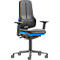 Siège de travail pivotant bimos Neon XXL 9575, jusqu'à 180 kg, sans appui-tête, avec accoudoirs, mécanisme synchrone, rembourrage en mousse PU, noir-bleu